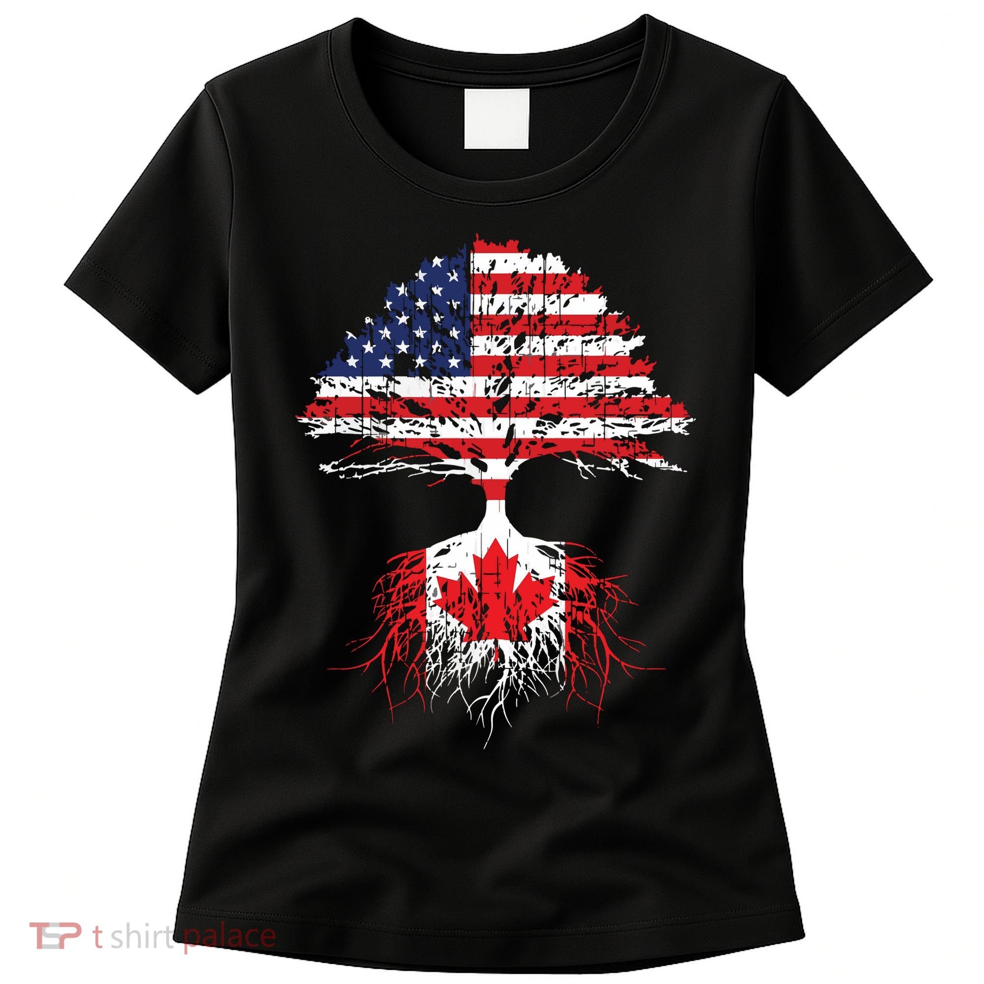 Canadian Roots American Grown Canada Flag Women's T-Shirt