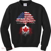 Canadian Roots American Grown Canada Flag Kids Sweatshirt thumb 0