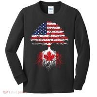 Canadian Roots American Grown Canada Flag Kids Long Sleeve Shirt thumb 0