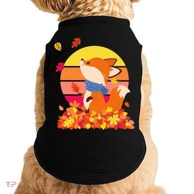 Cute Retro Autumn Fall Leaves Baby Fox Doggie Tank