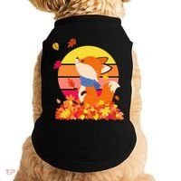 Cute Retro Autumn Fall Leaves Baby Fox Doggie Tank thumb 0