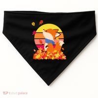 Cute Retro Autumn Fall Leaves Baby Fox USA-Made Doggie Bandana thumb 0
