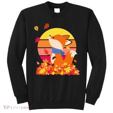 Cute Retro Autumn Fall Leaves Baby Fox Sweatshirt