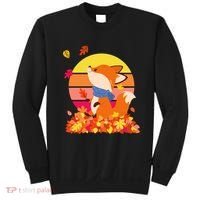 Cute Retro Autumn Fall Leaves Baby Fox Sweatshirt thumb 0