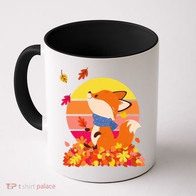 Cute Retro Autumn Fall Leaves Baby Fox Coffee Mug