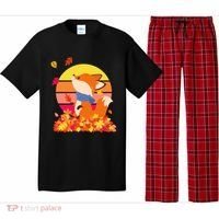 Cute Retro Autumn Fall Leaves Baby Fox Pajama Set thumb 0