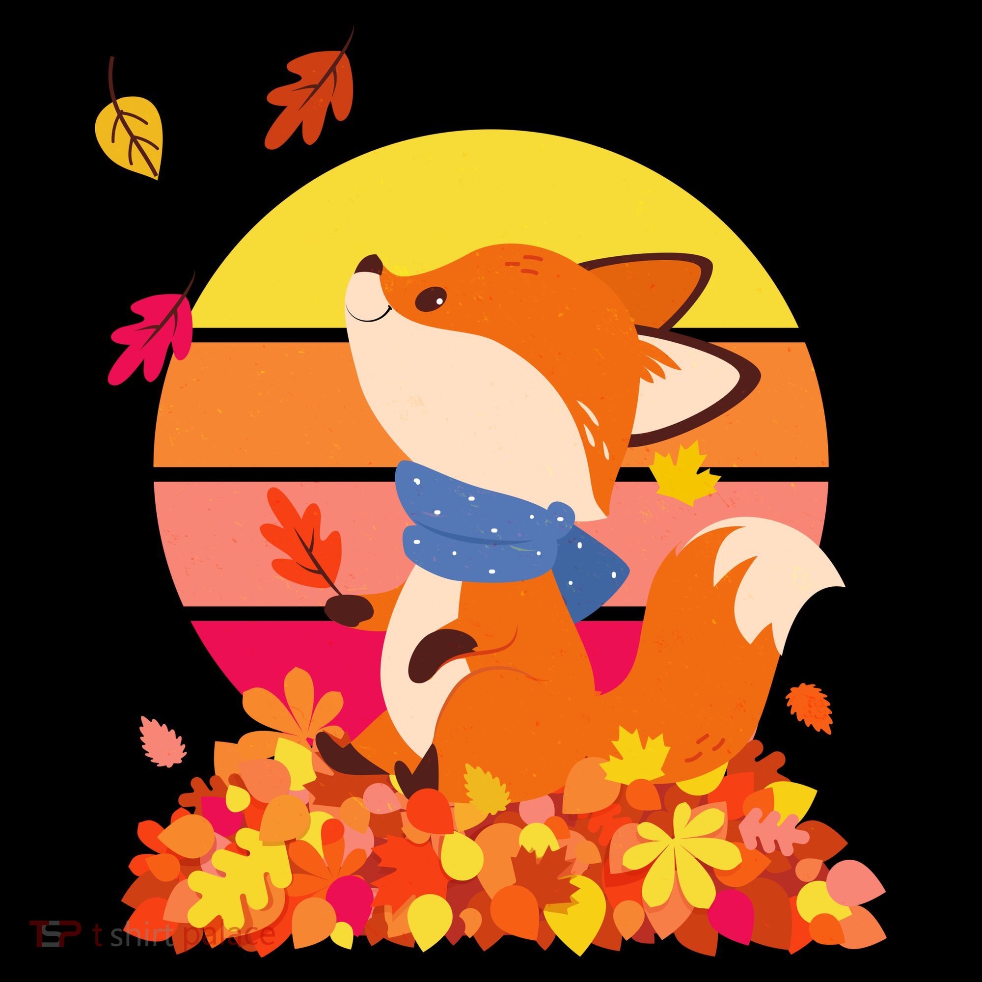 Cute Retro Autumn Fall Leaves Baby Fox Women's Hoodie