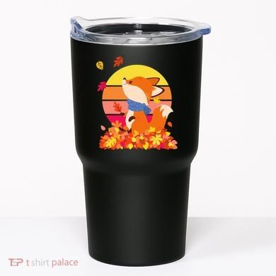 Cute Retro Autumn Fall Leaves Baby Fox Tumbler