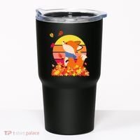 Cute Retro Autumn Fall Leaves Baby Fox Tumbler thumb 0
