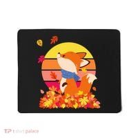 Cute Retro Autumn Fall Leaves Baby Fox Mousepad thumb 0