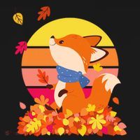 Cute Retro Autumn Fall Leaves Baby Fox Mousepad thumb 1