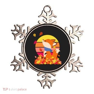 Cute Retro Autumn Fall Leaves Baby Fox Ornament