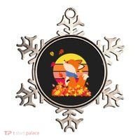Cute Retro Autumn Fall Leaves Baby Fox Ornament thumb 0