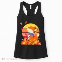 Cute Retro Autumn Fall Leaves Baby Fox Women's Tank Top thumb 0