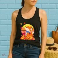 Cute Retro Autumn Fall Leaves Baby Fox Women's Tank Top thumb 2