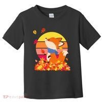 Cute Retro Autumn Fall Leaves Baby Fox Toddler T-Shirt thumb 0