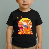 Cute Retro Autumn Fall Leaves Baby Fox Toddler T-Shirt thumb 2