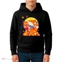 Cute Retro Autumn Fall Leaves Baby Fox Kids Hoodie thumb 4