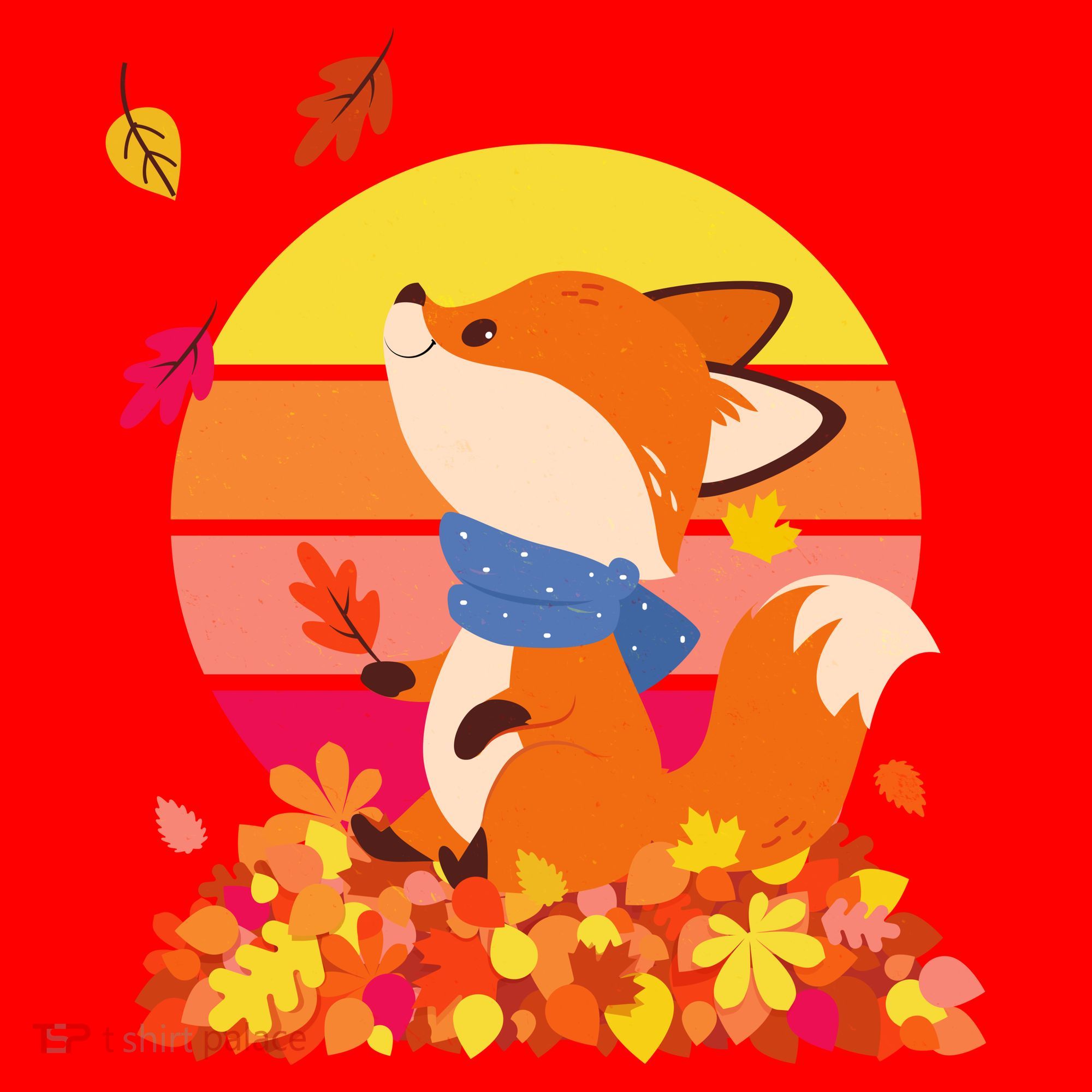 Cute Retro Autumn Fall Leaves Baby Fox Santa Hat