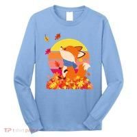 Cute Retro Autumn Fall Leaves Baby Fox Long Sleeve Shirt thumb 0