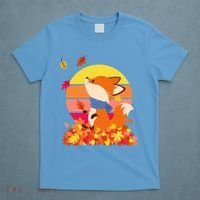 Cute Retro Autumn Fall Leaves Baby Fox T-Shirt thumb 4