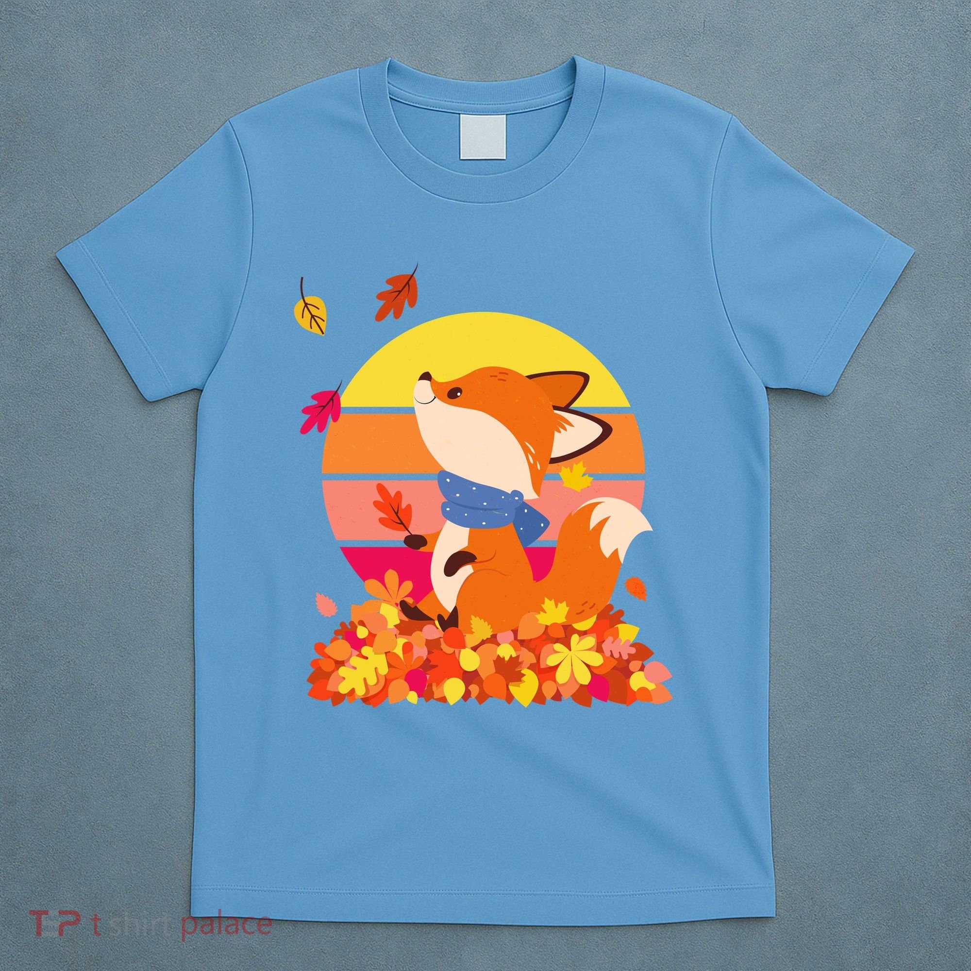 Cute Retro Autumn Fall Leaves Baby Fox T-Shirt