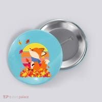 Cute Retro Autumn Fall Leaves Baby Fox Button thumb 0