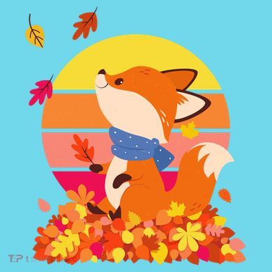 Cute Retro Autumn Fall Leaves Baby Fox Button