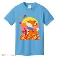 Cute Retro Autumn Fall Leaves Baby Fox Kids T-Shirt thumb 0
