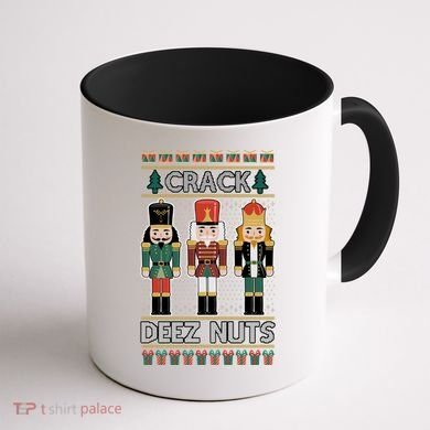 Crack Deez Nuts Nutcracker Ugly Christmas Sweater Coffee Mug back