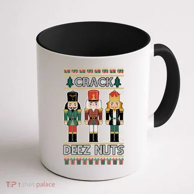 Crack Deez Nuts Nutcracker Ugly Christmas Sweater Coffee Mug back