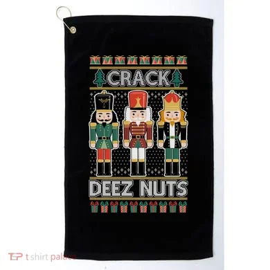 Crack Deez Nuts Nutcracker Ugly Christmas Sweater Golf Towel