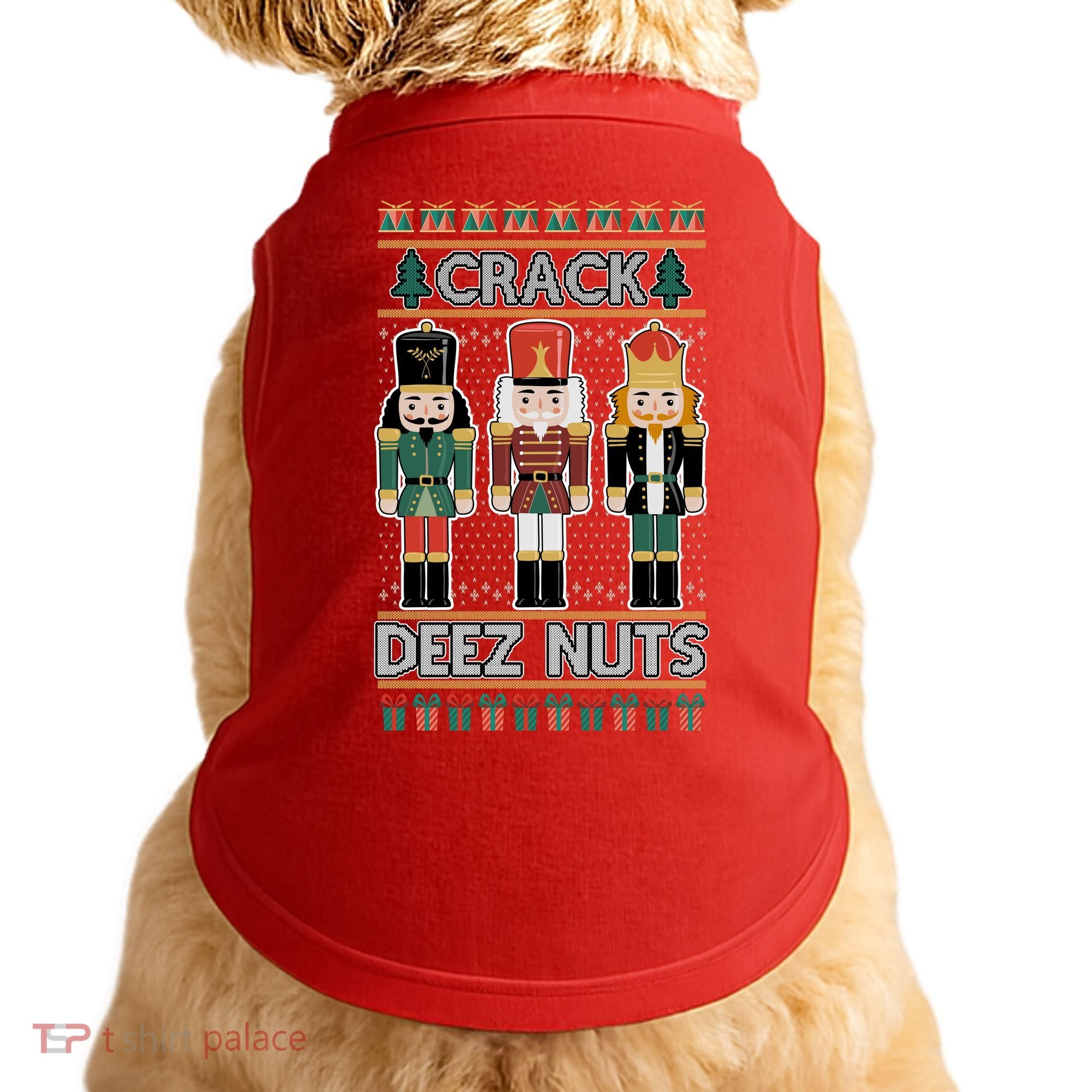 Crack Deez Nuts Nutcracker Ugly Christmas Sweater Doggie Tank