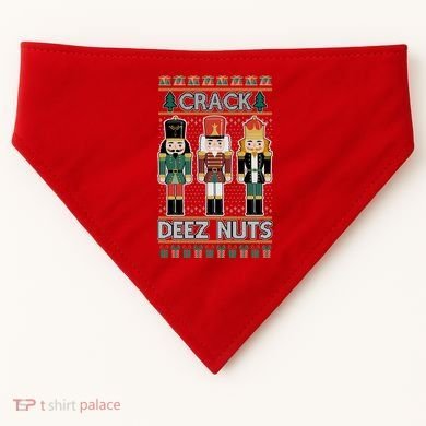 Crack Deez Nuts Nutcracker Ugly Christmas Sweater USA-Made Doggie Bandana