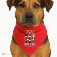 Crack Deez Nuts Nutcracker Ugly Christmas Sweater USA-Made Doggie Bandana thumb 1