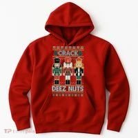 Crack Deez Nuts Nutcracker Ugly Christmas Sweater Hoodie thumb 0