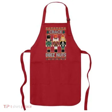 Crack Deez Nuts Nutcracker Ugly Christmas Sweater Apron