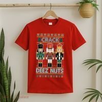 Crack Deez Nuts Nutcracker Ugly Christmas Sweater T-Shirt thumb 2