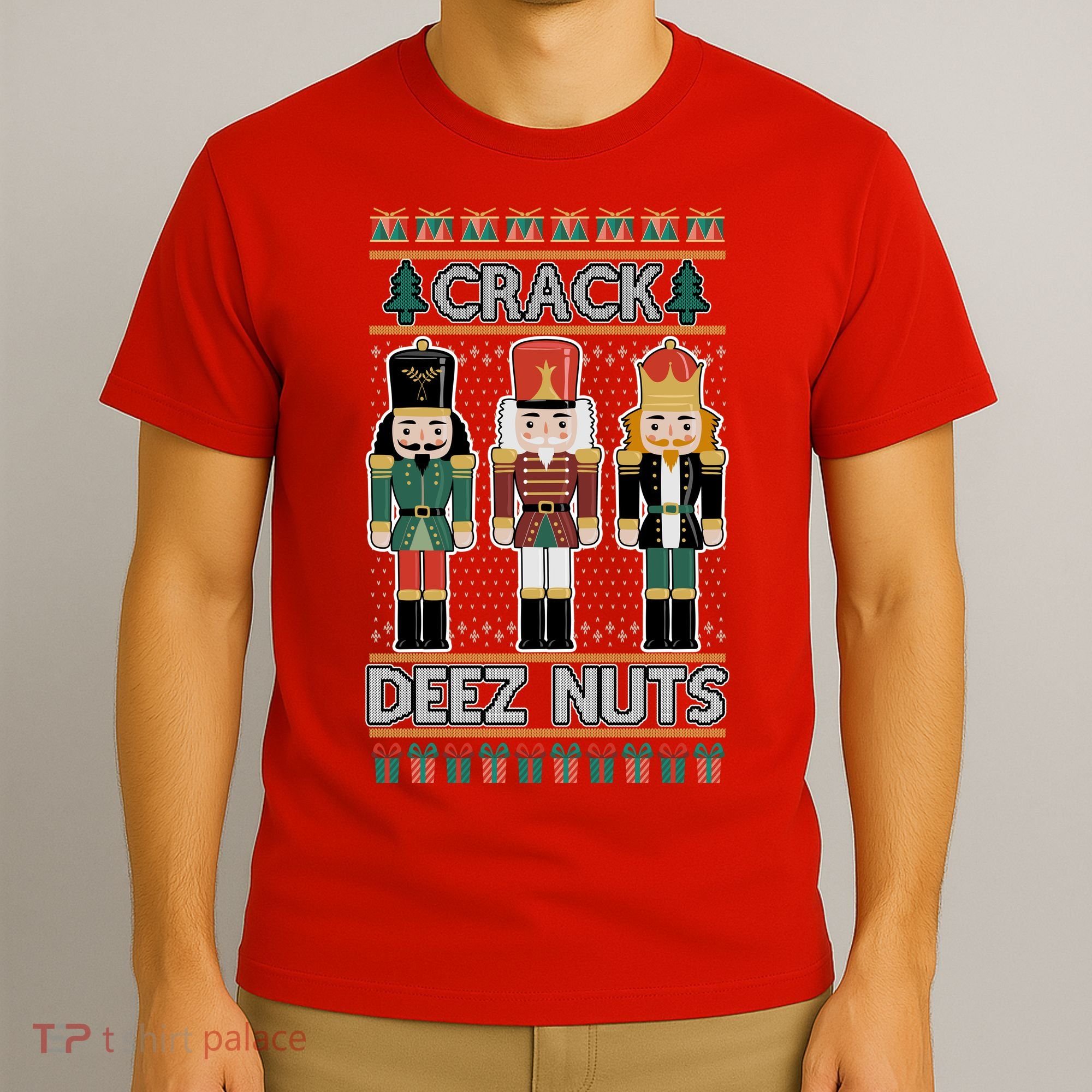 Crack Deez Nuts Nutcracker Ugly Christmas Sweater T-Shirt