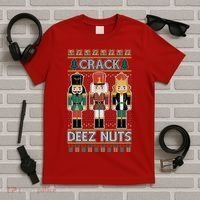 Crack Deez Nuts Nutcracker Ugly Christmas Sweater T-Shirt thumb 5