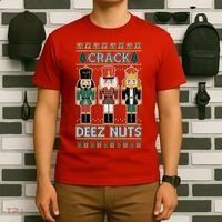 Crack Deez Nuts Nutcracker Ugly Christmas Sweater T-Shirt thumb 6