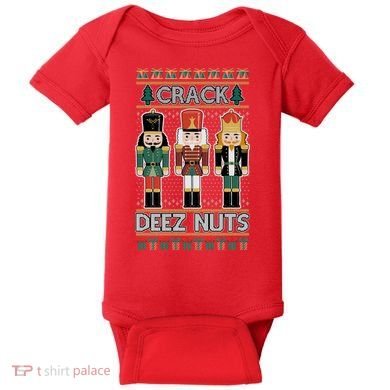 Crack Deez Nuts Nutcracker Ugly Christmas Sweater Baby Bodysuit