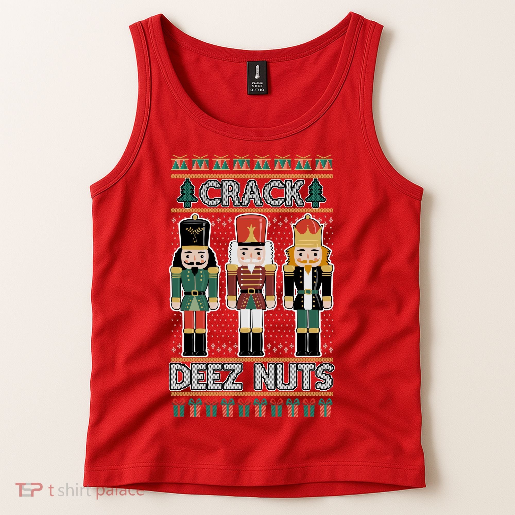 Crack Deez Nuts Nutcracker Ugly Christmas Sweater Tank Top