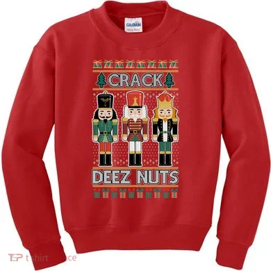 Crack Deez Nuts Nutcracker Ugly Christmas Sweater Kids Sweatshirt