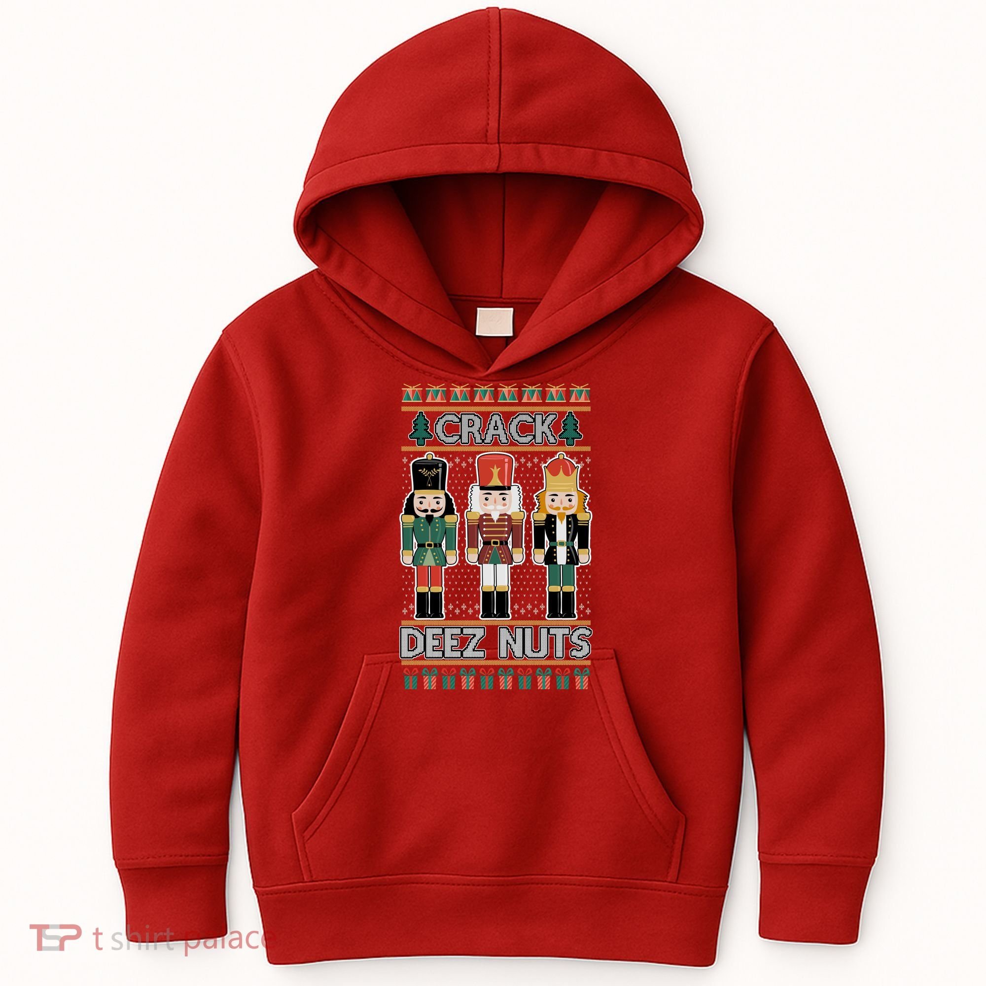 Crack Deez Nuts Nutcracker Ugly Christmas Sweater Kids Hoodie