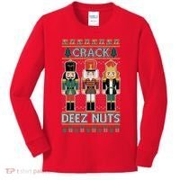 Crack Deez Nuts Nutcracker Ugly Christmas Sweater Kids Long Sleeve Shirt thumb 0