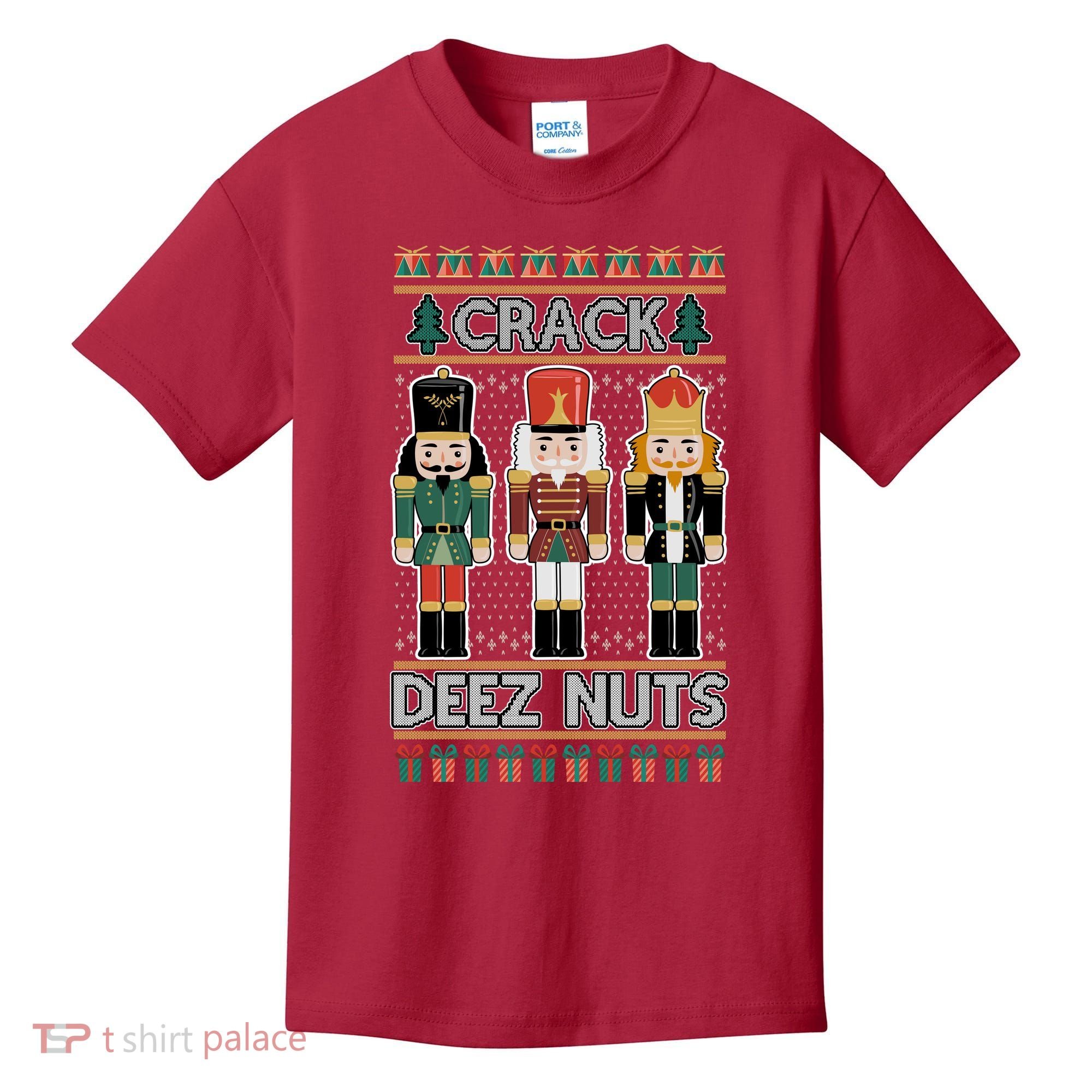 Crack Deez Nuts Nutcracker Ugly Christmas Sweater Kids T-Shirt