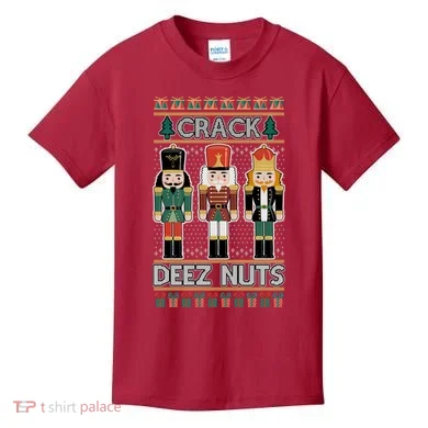 Crack Deez Nuts Nutcracker Ugly Christmas Sweater Kids T-Shirt