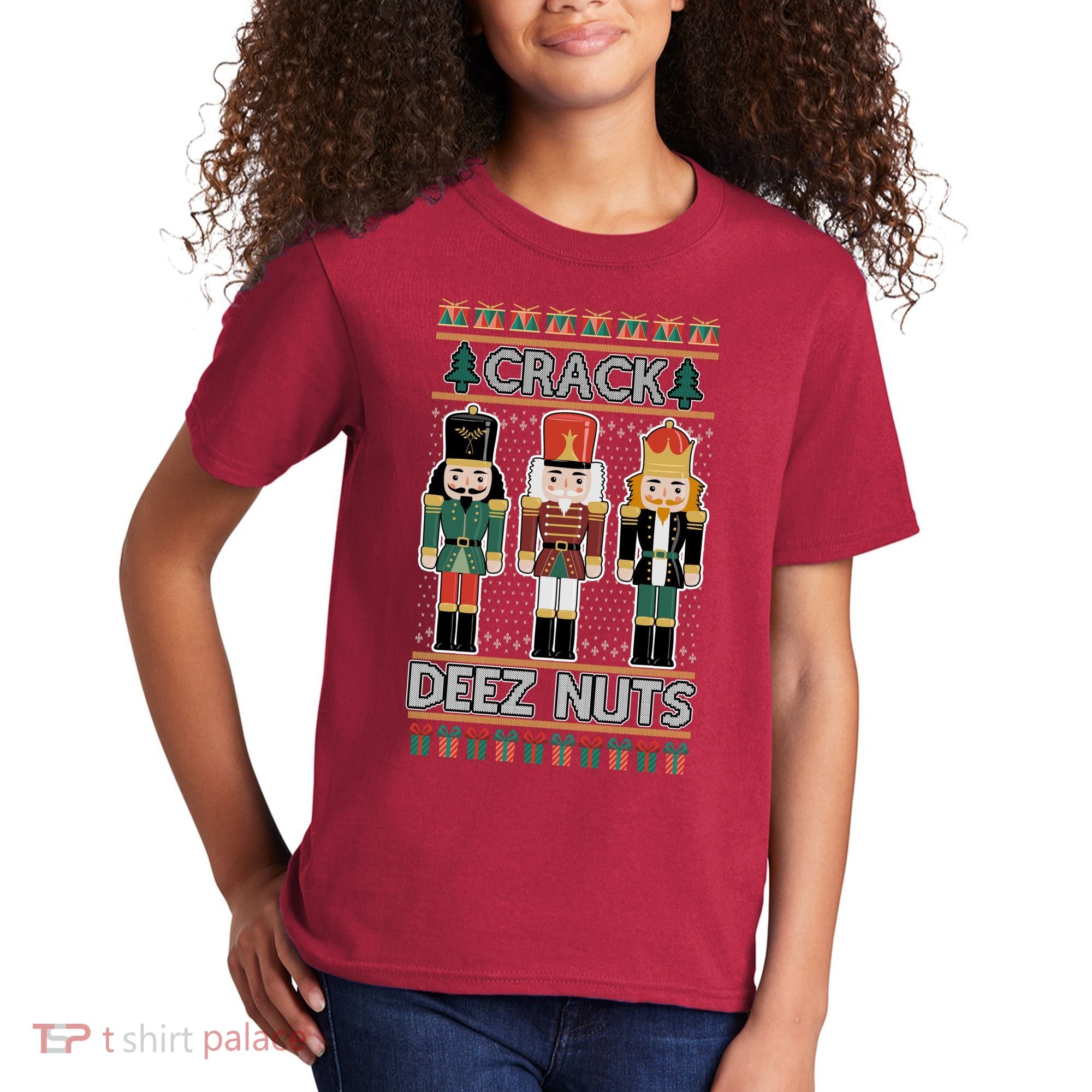 Crack Deez Nuts Nutcracker Ugly Christmas Sweater Kids T-Shirt
