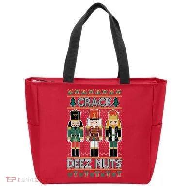 Crack Deez Nuts Nutcracker Ugly Christmas Sweater Tote Bag